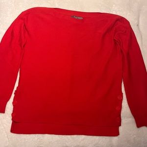 Marled reunited clothing red ribbed boatneck sweater size medium